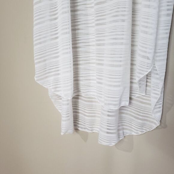Jordan Taylor Medium Large White Grey Sleeveless Sheer high-low Swim Coverup - Picture 3 of 13